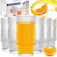 6x Szklanki RYFLOWANE do napojów wody drinków zestaw komplet szklanek 320ml