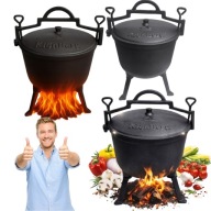 KOCIOŁEK ŻELIWNY GARNEK MYŚLIWSKI WĘGIERSKI NA OGNISKO GRILL PIECZONKI 10L
