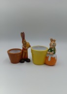 2 Zajączki Wielkanocne -figurki pojemniki osłonki z ceramiki - bardzo ładne