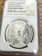 20 zł IV wieki stołeczności Warszawy 1996 NGC PF 70 MAX NOTA IDEAŁ RARYTAS