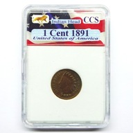 1 cent 1891 USA Indianin w plastikowym slabie Indian Head