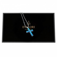 Niebieski Naszyjnik KRZYŻ Dominika Toretto STAL Cyrkonie