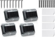 4x SOLARNA LAMPKA SCHODOWA - KOLOR CZARNY + akcesoria montażowe Biały Zimny