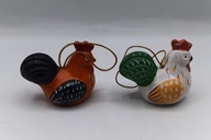 dwa ceramiczne koguty do zawieszenia - vintage - figurki