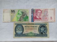 Banknoty Europy - Bułgaria, Słowacja, Węgry, 1980 - 1999 r