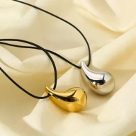 ELEGANCKI NASZYJNIK CELEBRTYKA KROPLA ŁEZKA ZŁOTY ZE STALI CHIRURGICZNEJ