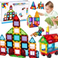 DUŻE KLOCKI MAGNETYCZNE 3D 45 EL. PANELE KONSTRUKCYJNE ZESTAW