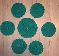 Serwetki, podkładki - 1x duża i 6x mała - szydełko