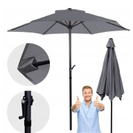 PARASOL KLASYCZNY DOMAREX ROKZŁADANY SZARY OGRODOWY WYTRZYMAŁY