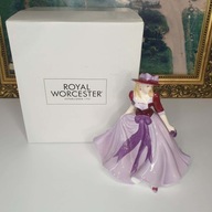 Royal Worcester – elegancka dama w fioletowej sukni, oryginalne pudełko