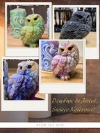 Świeczka Sowa zapachowa rękodzieło malowana ręcznie do wyboru różne kolory