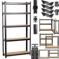 REGAŁ METALOWY MAGAZYNOWY GARAŻOWY CZARNY DO GARAŻU SPIŻARNI 180x90x30