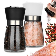 MŁYNEK DO PIEPRZU I SOLI MIELENIA PRZYPRAW SZKLANY ZESTAW 2 SZT