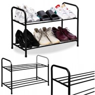 SZAFKA NA BUTY GOCKOWIAK STOJAK OBUWIE METALOWY CZARNY PRAKTYCZNY 2 PÓŁKI