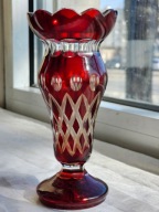 WAZON NIESPOTYKANY BORDOWO RUBINOWY SZLIFOWANY LATA 20/30 JOSEPHINENHUTTE ?