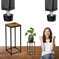 KWIETNIK STOJĄCY STOJAK PÓŁKA NA KWIATY CZARNY MAT POSTARZANY DĄB63X24X24CM