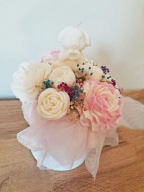 Wieczny bukiet ze świeczek z Zajączkiem, Flower Box na Wielkanoc Dzień Mamy