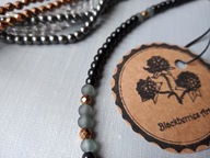 MINIMAL Naszyjnik morskie matowe szare czarne szkło rudy hematyt CHOKER