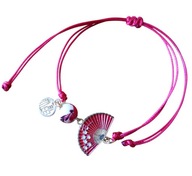 Bransoletka sznurkowa z wachlarzem i ceramicznym koralikiem