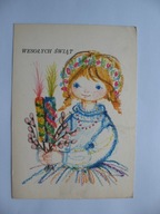 HELENA MATUSZEWSKA WESOŁYCH ŚWIĄT WIELKANOCNE PALMY stara POCZTÓWKA 1973