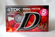TDK D 90 * 5-pack, NOWE kasety, Made in Japan, Stan BDB, 1szt. tylko 14 zł