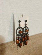 kolczyki wiszące retro vintage łapacze snów boho bordowe czerwone y2k NOWE