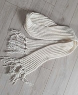 Duży szal biały kremowy XXL srebrny 200 cm