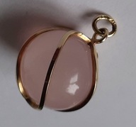 Vintage*używana złota zawieszka 333- kulka 1,5cm kwarc różowy