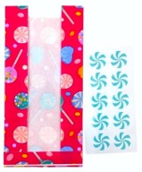 TOREBKI PAPIEROWE CUKIERKI SŁODYCZE NAKLEJKI 10SZT