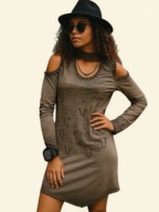 Redesign Re design sukienka bokserka dekatyzowana cappucino oversize xs s m