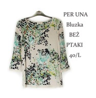 PER UNA**Włoska Bluzka BEŻ nude Rajskie Ptaki**M/L