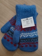 Wełniane rękawiczki dziecięce beżowe wzór podwójne jednopalczaste 4-6 lat