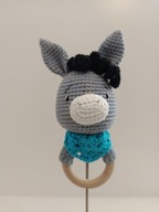 GRZECHOTKA osiołek szydełko prezent chrzest handmade miś zabawka ręcznie