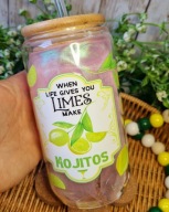 Kubek szklanka 500ml mojito lemoniada drinki słomka i pokrywka prezent