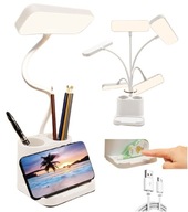 Lampka biurkowa szkolna do biura LED USB organizer na długopisy uchwyt tel