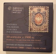 10 KOPIEJEK 1860 PIERWSZY POLSKI ZNACZEK 1 $ NIUE 2013, 999 SZTUK CER+ ETUI