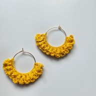 Kolczyki rękodzieło na szydełku falbanka na kółku