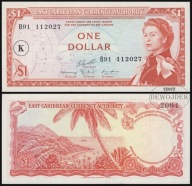 BNE - KARAIBY 1 Dollar Dolar 1965 B91 112027 # St KITTS # P13k # UNC