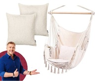 FOTEL WISZĄCY KRZESŁO BRAZYLIJSKIE HUŚTAWKA HAMAK + GRATIS 2 PODUSZKI TORBA