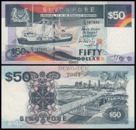 BNA - SINGAPUR 50 Dolarów Dollars 1997 D/18 167692 # P36 # XF+