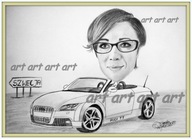 Karykatura ze zdjęcia na urodziny wykonany ręcznie ołówkiem