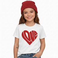 Koszulka dziecięca t-shirt Love Serce Walentynki Urodziny - Prezent 134-146
