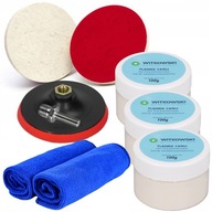 ZESTAW DO POLEROWANIA SZYB SZKŁA USUWANIA RYS TLENEK CERU 300G FILC 125MM