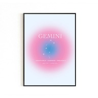 PLAKAT, ZNAKI ZODIAKU, BLIŹNIĘTA, AURA POSTER, PLAKATY NA ŚCIANĘ, 50x70