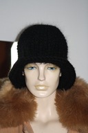 CZAPKA kapelusz retro moher rekodzielo czarny