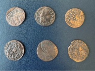 Jan Kazimierz Waza, szeląg miedziany ( boratynki)- destrukty 6 szt.