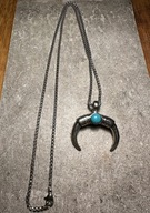 Naszyjnik męski Luna Lunula Krowi róg z turkusem