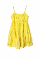 Letnia żółta sukienka z haftem i koronką Urban Outfitters XS bawełna boho