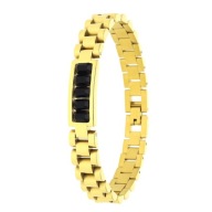 58204 Bransoletka złota stal chirurgiczna szeroka z kryształkami