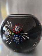 SZKLANY CZARNY WAZON RĘCZNIE MALOWANY